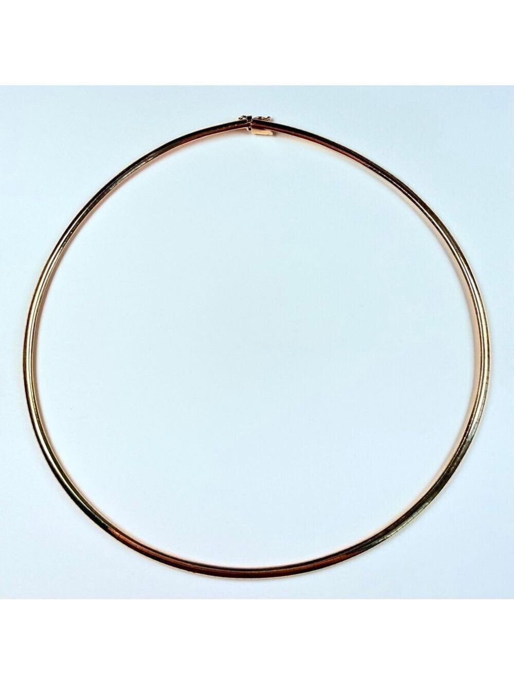 14K Solid Yellow Gold Omega 3mm Wide Domed Chain Flexible Collar Necklace 16"